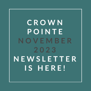 a green background with the words crown point november 22 23 newsletter is here
