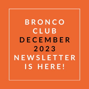 the logo for the bronco club december 2002 newsletter is here