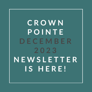 a green background with the words crown point december 22 23 newsletter is here