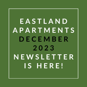 a green field with the words eastern apartments december 2323newsletter is here