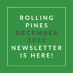 a green background with the words rolling pines december 22 23 newsletter is here