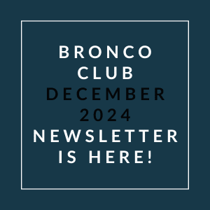 The image is a cover of the Bronco Club December 2024 newsletter.
