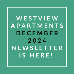 The image announces the availability of the Westview Apartments December 2024 newsletter.