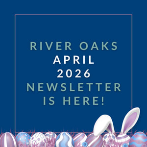 The image announces the availability of the River Oaks December 2024 newsletter.