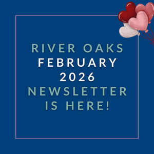 an aqua background with the words river oaks october 2024 newsletter is here