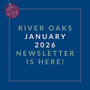 an aqua background with the words river oaks september 2024 newsletter is
