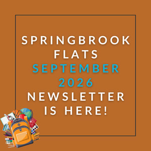 The image announces the availability of the Springbrook Flats October 2025 newsletter.
