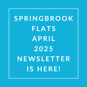 Springbrook Flats April 2025 newsletter announcement.