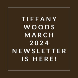 a white box with the words literary woods march 2024 newsletter is here