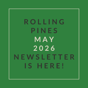 The image announces the availability of the Rolling Pines May 2026 newsletter.