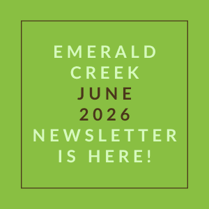 The image is a cover of the Emerald Creek June 2026 newsletter.