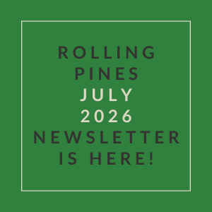 The image announces the availability of the Rolling Pines July 2026 newsletter.
