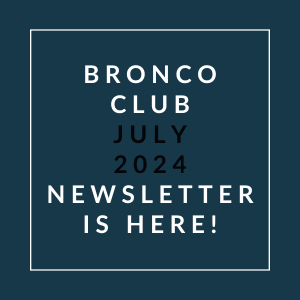 an image of the bronco club newspaper headlines with text saying newsletter is here