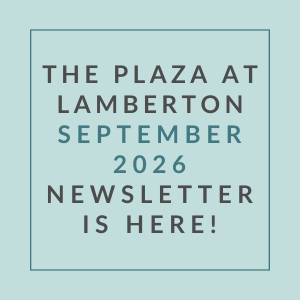 The image is an advertisement for the Plaza at Lamberton's September 2026 newsletter.