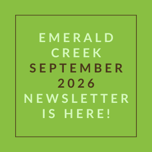 The image is a cover of the Emerald Creek September 2026 newsletter.