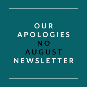 an aqua background with text that reads rising estates july 2024 newsletter is here