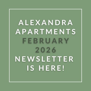 The image is a cover of the Alexandra Apartments January 2026 newsletter.