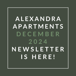 The image is a cover of the Alexandra Apartments December 2024 newsletter.
