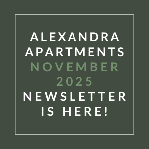 The image is a cover of the Alexandra Apartments November 2025 newsletter.