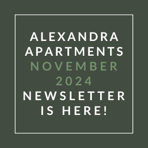 a sign that says apartments november 2024 newsletter is here