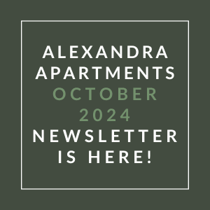 a sign that says apartments october 2024 newsletter is here