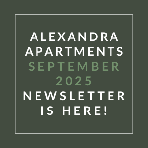 The image is a cover of the Alexandra Apartments September 2025 newsletter.
