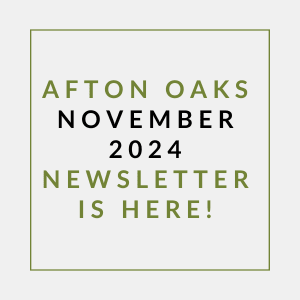 a poster with green text saying afford oaks november 2024 newsletter is here