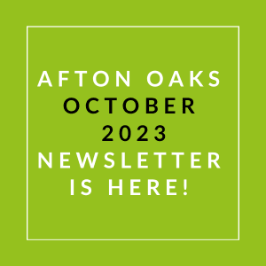 a green background with a white box that says afford oaks october 23 newsletter is here