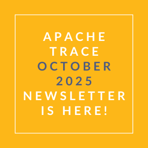 The image is promoting the Apache Trace October 2025 newsletter.