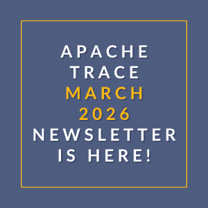 The image is promoting the Apache Trace March 2026 newsletter.