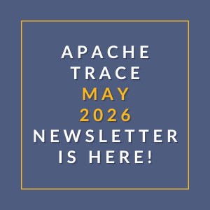 The image is a cover of the Apache Trace May 2026 newsletter.