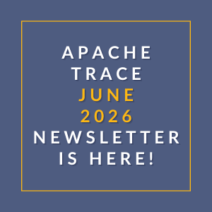 The image is a cover of the Apache Trace June 2026 newsletter.