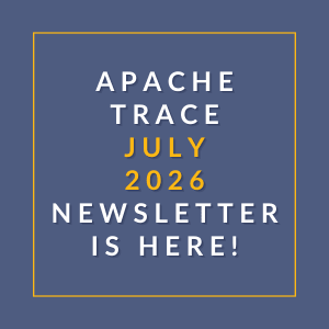 The image is a cover of the Apache Trace July 2026 newsletter.