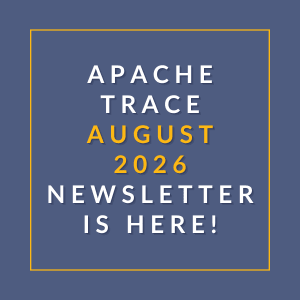 The image is a cover of the Apache Trace August 2026 newsletter.