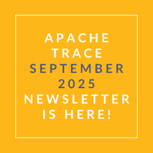 The image is a cover of the Apache Trace September 2025 newsletter.