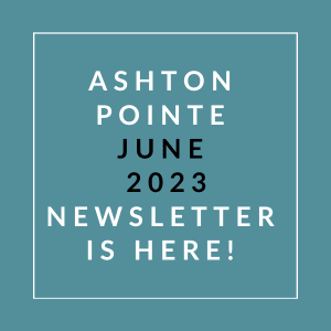 a blue background with a white outline and white text that says asthma pointe june 23