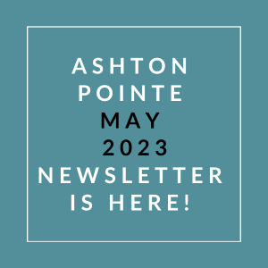 a blue background with a white outline and the words asthma pointe may 23 newsletter is here