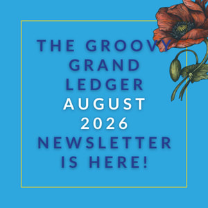 The image announces the release of the Groovy Grand Ledger June 2025 newsletter.