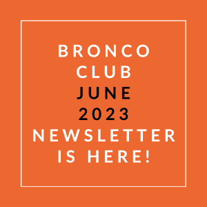an orange background with the words bronco club june 23 23 newspaper is here
