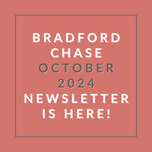 a red background with the words bradford chase october 2024 newsletter is here