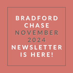 a red background with the words bradford chase october 2024 newsletter is here