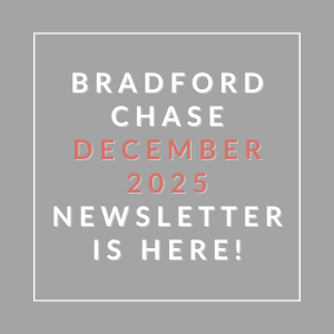 A grey square with text announcing the Bradford Chase December 2025 newsletter.