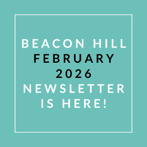 The image announces the availability of the Beacon Hill February 2026 newsletter.