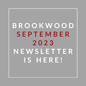 a sign that says brookwood september 23 newspaper is here