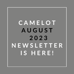 a gray wall with a white sign that says camerlott august 23 newsletter is here