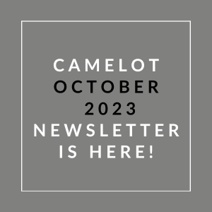 a gray wall with a white sign that says camerlot october 23 newsletter is here