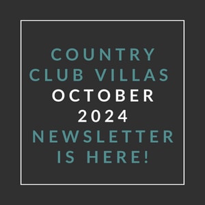 a white box with the words county club villas october 2024 newsletter is here