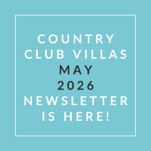 The image announces the availability of the Country Club Villas May 2026 newsletter.