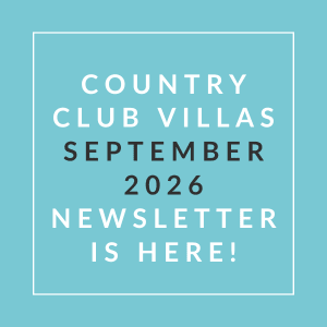 The image announces the availability of the Country Club Villas September 2026 newsletter.