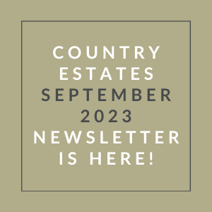 a brown background with a green border and the words country estates september 23 newsletter is